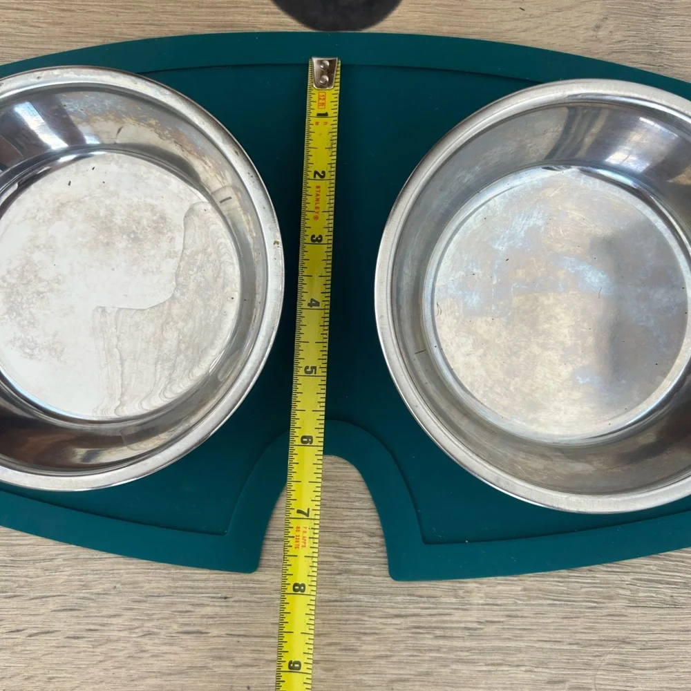 PETCO Every Yay Teal Silicone Double Puppy Stainless Steel Bowls